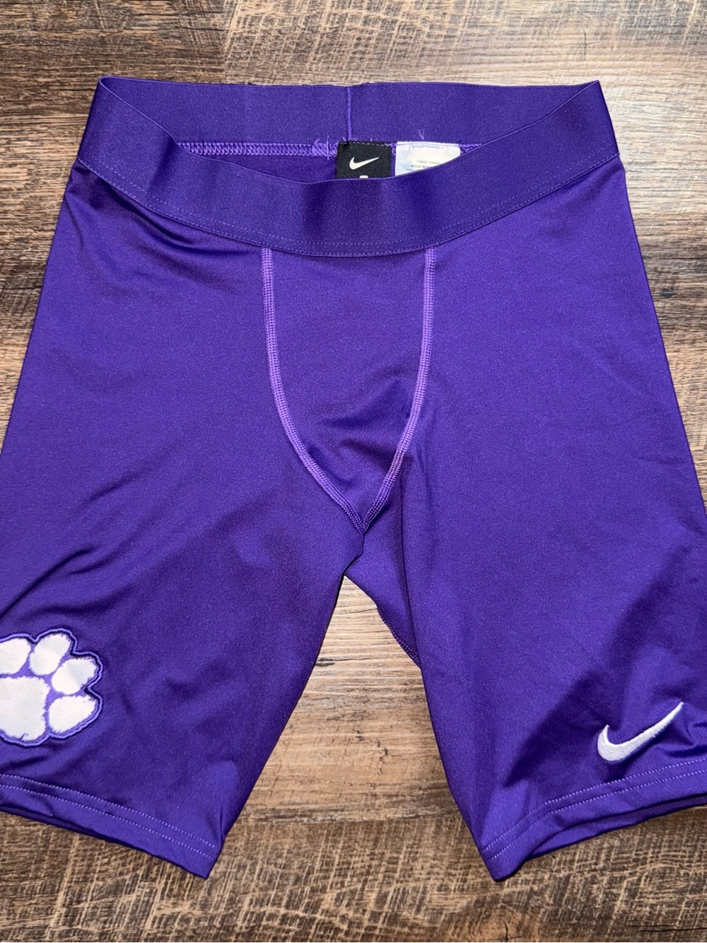 Nike Compression Shorts with Paw Accent Purple/White Size Medium